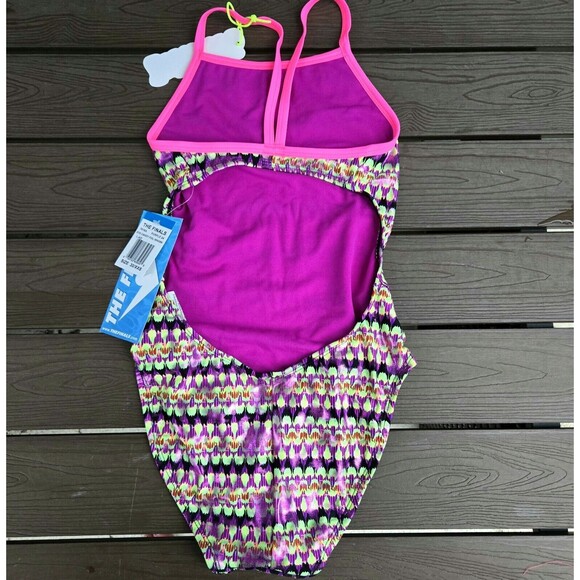 TYR The Finals Women Eye Candy Foil Swimsuit Wing back Multicolor - Size 34 New - Picture 2 of 3